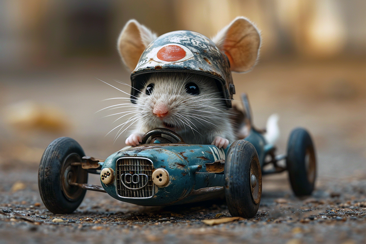 ai generated mouse racing car car 8674235